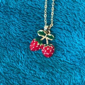 Strawberry Pendant Necklace Gold Rhodium Necklace Hypoallergenic